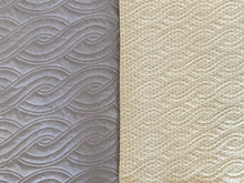 Load image into Gallery viewer, photo of two quilted samples of a digital pantograph or border design, one larger scale cable on the left and one smaller scale cable on the right