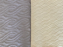 Load image into Gallery viewer, photo of two quilted samples of a digital pantograph or border design, one larger scale cable on the left and one smaller scale cable on the right
